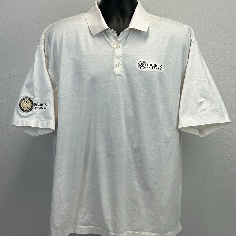 Vintage Nike Golf Buick Scramble Polo Shirt XL X-Large PGA Golfer Golfing Ivory